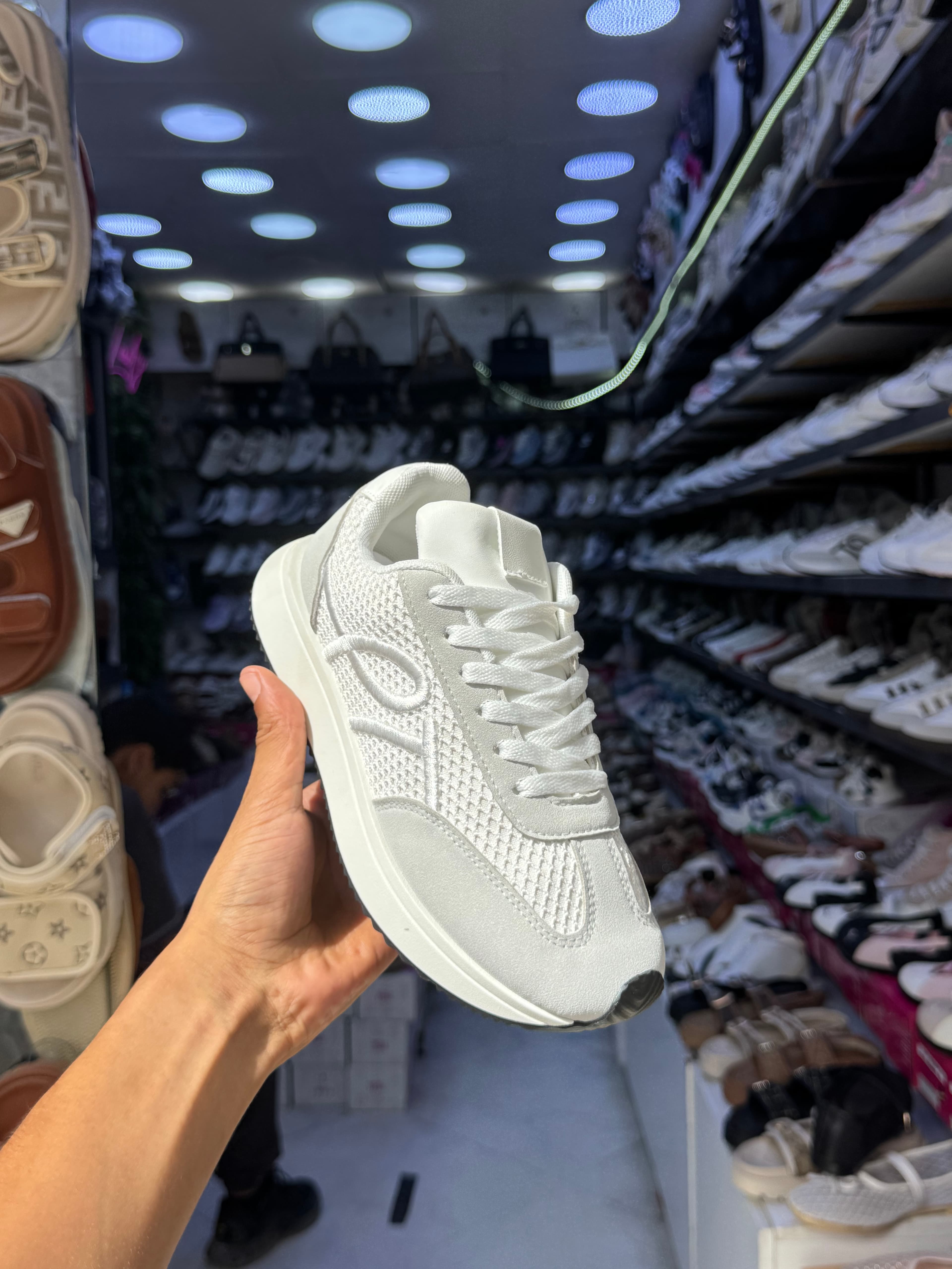Platform Mesh Sneakers — All White